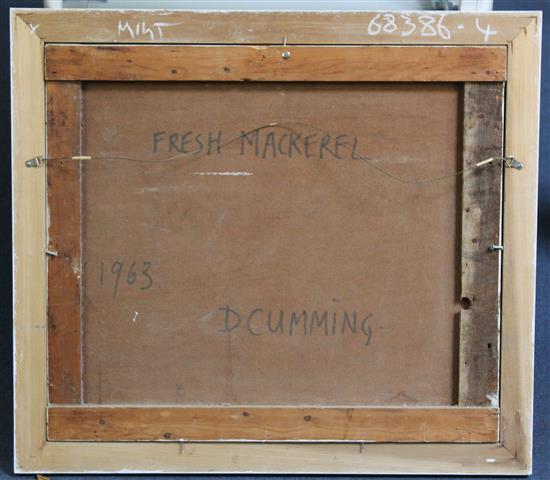 Diana Cumming (b.1929) Fresh mackerel, 20.5 x 24in.